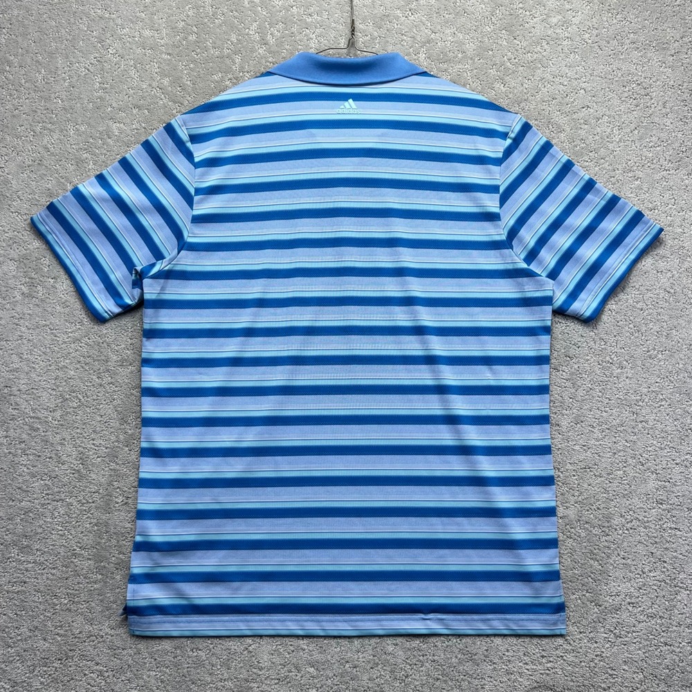 Adidas ClimaCool Golf Polo Shirt Mens Large Blue Striped Tumble Creek Club - Picture 9 of 14